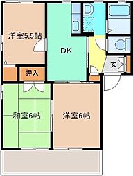 ファミール　Ｄ 1階3DKの間取り