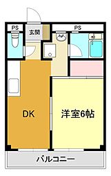 イッセイマンション 2階1DKの間取り