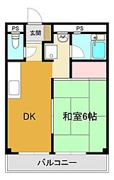 イッセイマンション 4階1DKの間取り