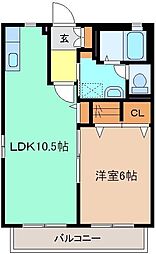 ニュークレスト　Ｄ 1階1LDKの間取り