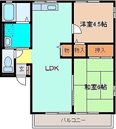 メゾン・アネシス 1階2LDKの間取り