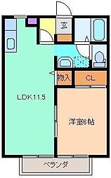 メゾン・ド・ヴェール　Ａ 1階1LDKの間取り