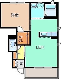 ブランシェ　Ｂ 1階1LDKの間取り