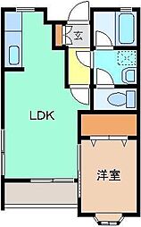 カーサリベラール　Ａ 1階1LDKの間取り