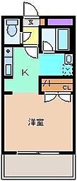 キュウブＥＸ 2階1Kの間取り