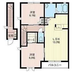 ラピスC 2LDKの間取図画像