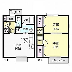フォアサイト神峰 2階2LDKの間取り