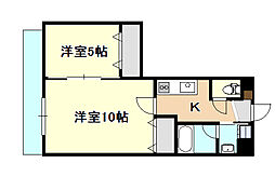 ピアホーム奥田西町 2階2Kの間取り