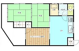 JR芸備線 矢賀駅 徒歩20分の賃貸アパート 2階3LDKの間取り