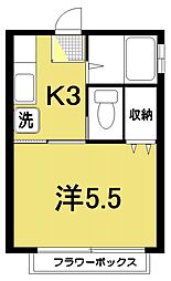 ロイヤルみかマンション 3階1Kの間取り