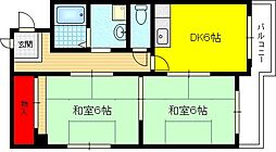 メゾン三島 2DKの間取図画像