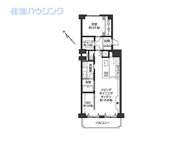 上野毛リッツハウスＢ館(1SLDK) 1階の間取り