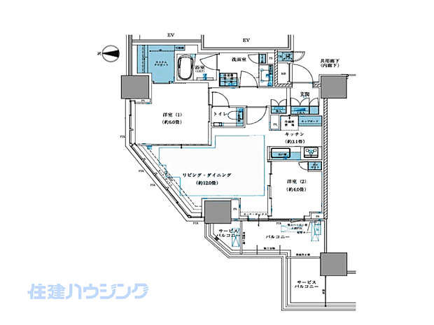 東京メトロ有楽町線 要町駅まで 徒歩3分(2LDK) 16階の間取り
