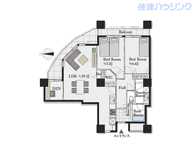 間取り 西戸山タワーホウムズセントラルタワー 15階/-