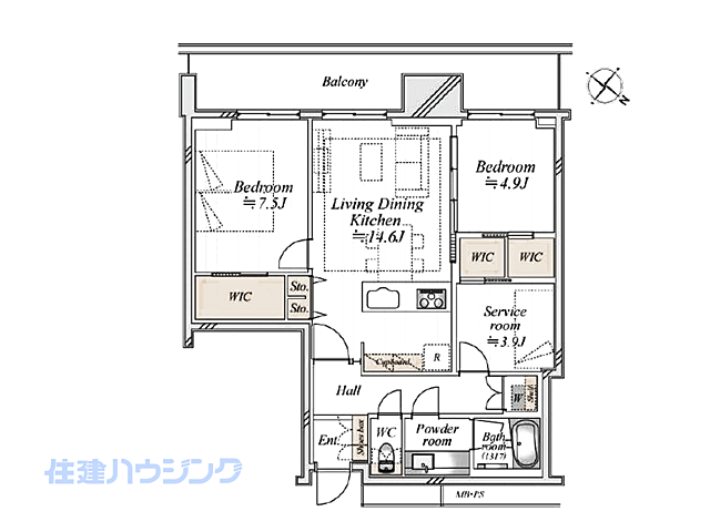 間取り リガーレ日本橋人形町 7階/-