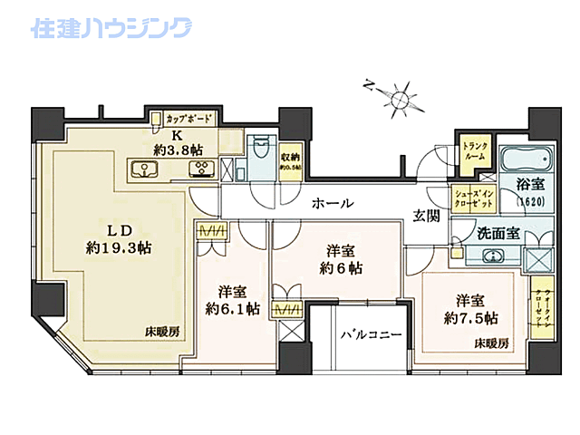 間取り Ｂｒｉｌｌｉａ一番町 5階/-