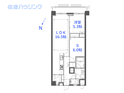 サンビューハイツ渋谷 1SLDKの間取図画像