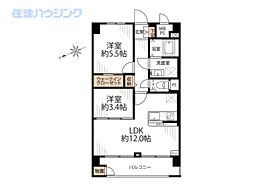 東建マンション学芸大 2LDKの間取図画像