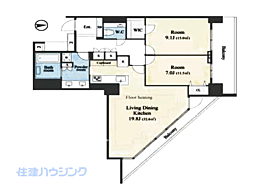 コスモポリス品川 2LDKの間取図画像