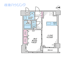 ヴェルティ中野 1LDKの間取図画像