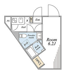 オークノワール綾瀬 3階1Kの間取り