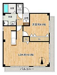 グローリー寿 2LDKの間取図画像