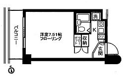 ステイタス武蔵野 ワンルームの間取図画像