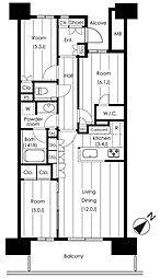 HARUMIFLAGPARKVILLAGEF棟 3LDKの間取図画像