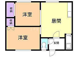 フォーセブンマンション 2DKの間取図画像
