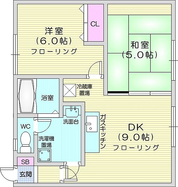 レジデンス46 ｜北海道札幌市東区北四十六条東8丁目(賃貸アパート2DK・2階・43.40㎡)の写真 その2