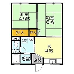 コーポ脇田 2階2Kの間取り