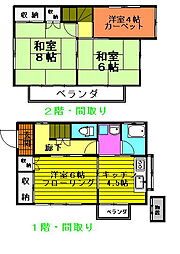 長谷川貸家西号棟 4Kの間取り
