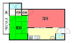 シャルマン北白川ハイツ 2階2Kの間取り