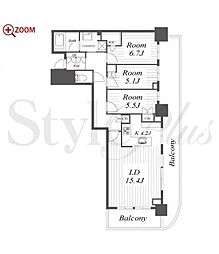 プラウドタワー名古屋栄 17階3LDKの間取り