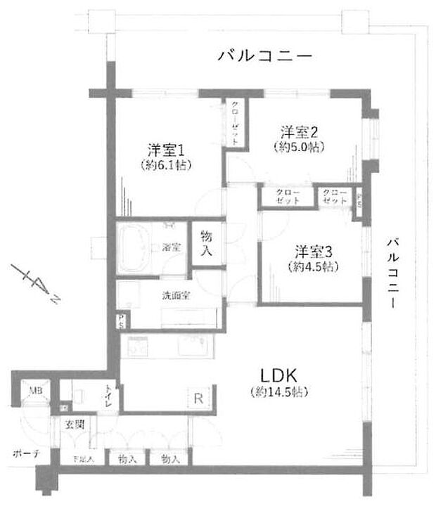 アルシオン河辺(3LDK) 4階の間取り