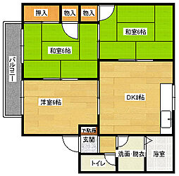 広島高速交通アストラムライン 中筋駅 徒歩8分の賃貸アパート 1階3DKの間取り