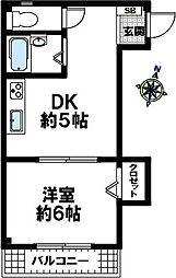 エスポアール春日野道 2階1DKの間取り