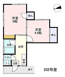 第二高橋ハイツ 2Kの間取図画像