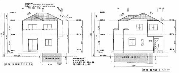 参考プラン建物南側　東側立面図
