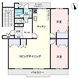 コープ野村志津3 2LDKの間取図画像