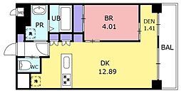 Allier鴻池元町 4階1LDKの間取り