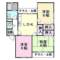 エステートピアコーワ 2階3DKの間取り