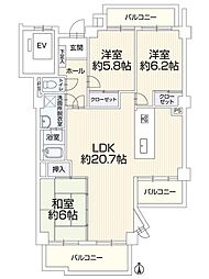 三旺マンション藤森 4LDKの間取図画像