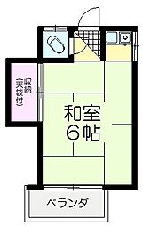 中畑荘 1階ワンルームの間取り