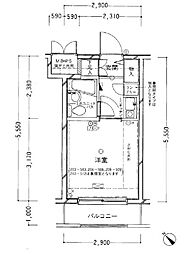 クリオ阪東橋壱番館 ワンルームの間取図画像