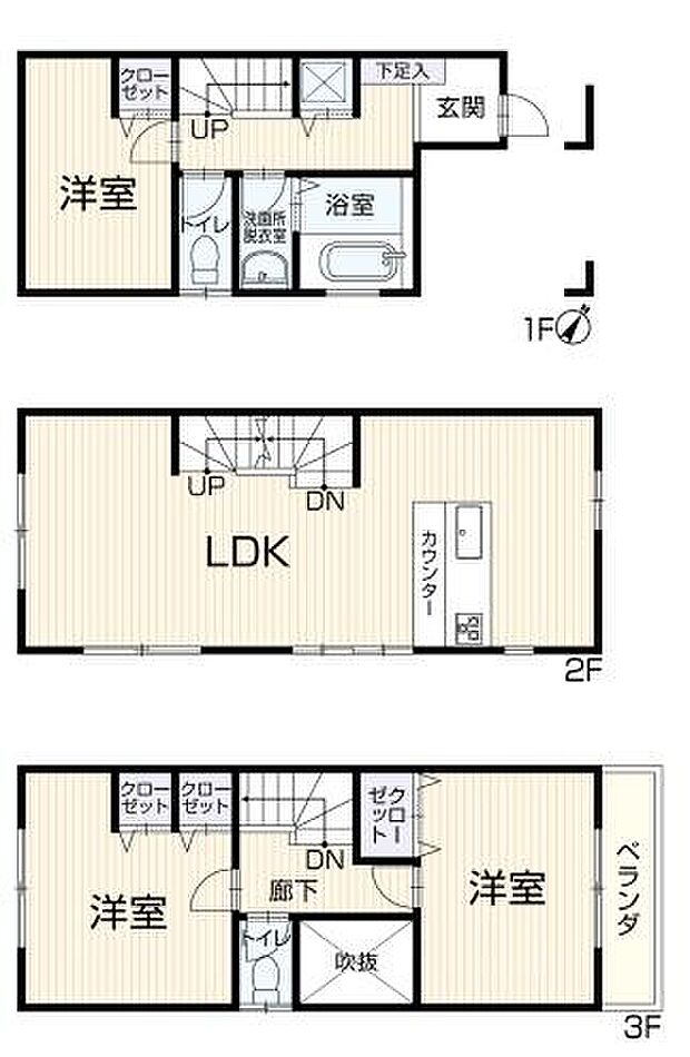 横浜市磯子区磯子2丁目(3LDK)の間取り