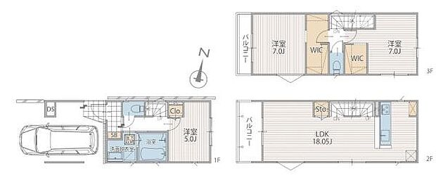 コミュニケーションの取りやすいリビングイン階段採用。LDKは18帖のゆとりを確保した広々空間。WIC2ケ所完備で住空間をスッキリ広く使えます。