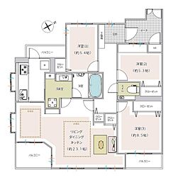 GLANZOBER本牧三溪園 3LDKの間取図画像