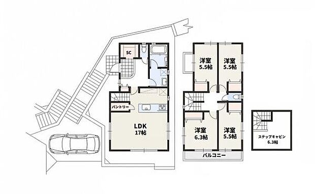 【建物プラン例】建物基本金額2180万円（税込・100平米まで、建物増床1平米あたり24万円（税込））・延床面積101.02平米。別途表示登記費用、水道加入金要。