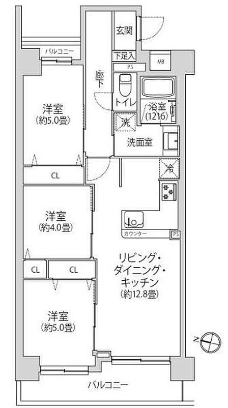 新規内装リフォーム物件(令和8年10月)。リビング全体を見渡せるカウンター付き対面キッチンを採用。お料理中もご家族とのコミュニケーションが自然と生まれる間取りです。